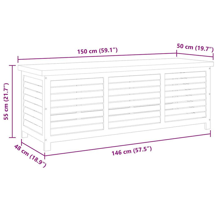 opbevaringskasse til haven 150x50x55 cm massivt eukalyptustræ