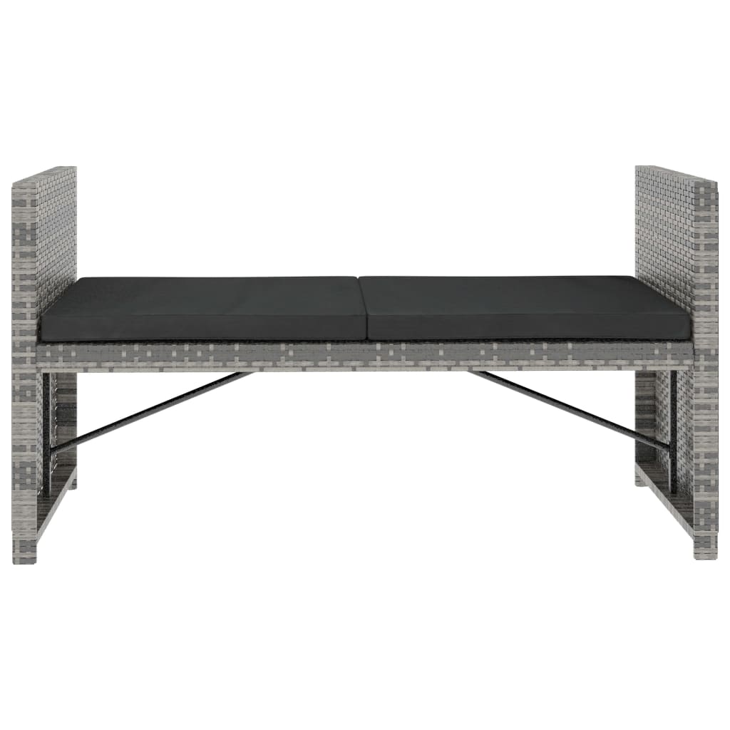 haveloungesæt 5 dele med hynder polyrattan grå