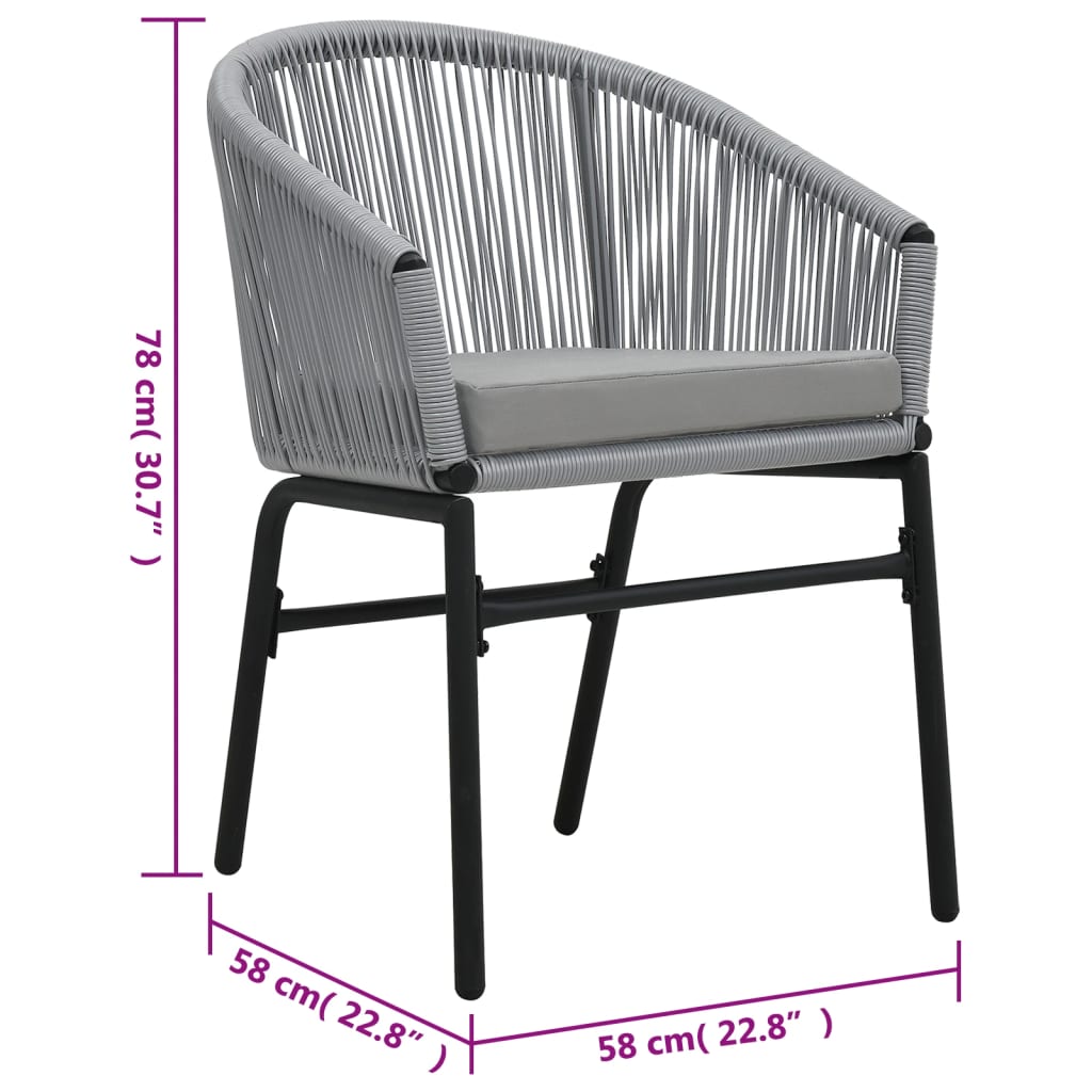 havestole 2 stk. PVC rattan antracitgrå