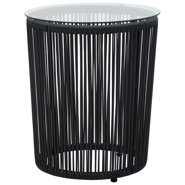 bistrosæt 3 dele med hynder PVC-rattan sort