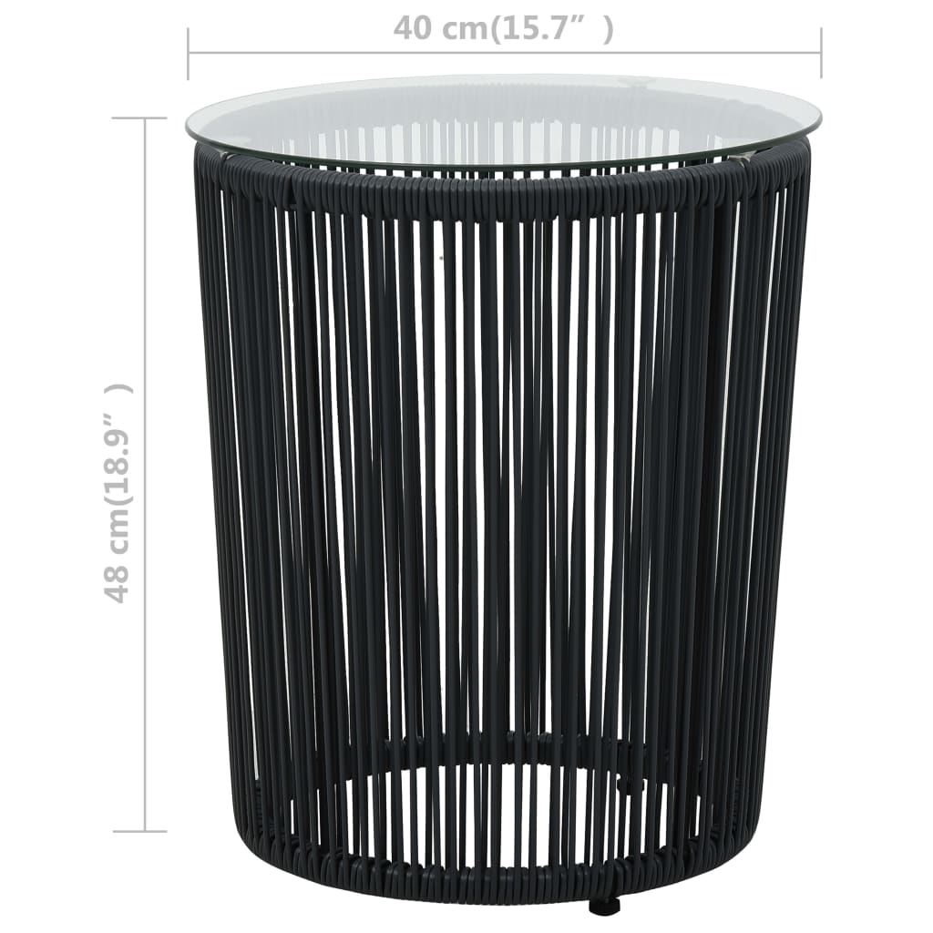 bistrosæt 3 dele med hynder PVC-rattan sort