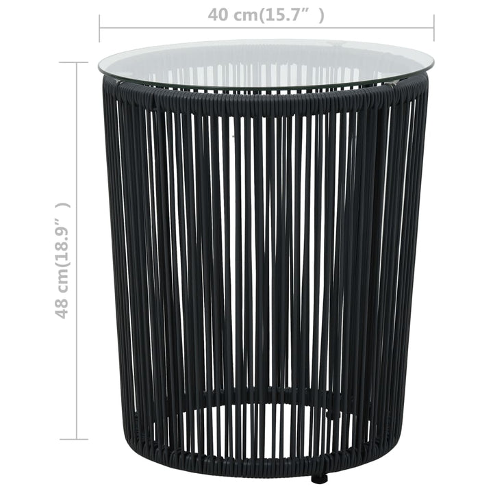 bistrosæt 3 dele med hynder PVC-rattan sort
