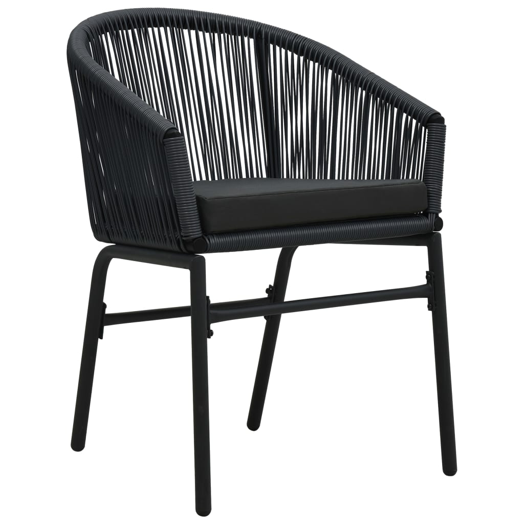 bistrosæt 3 dele med hynder PVC-rattan sort