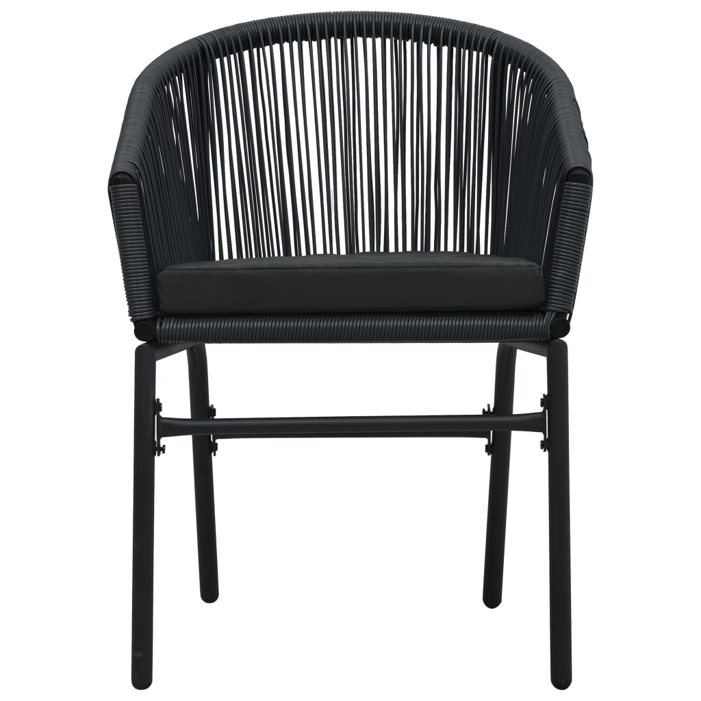 bistrosæt 3 dele med hynder PVC-rattan sort