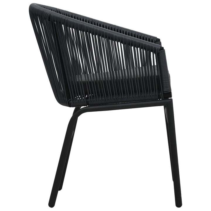 bistrosæt 3 dele med hynder PVC-rattan sort