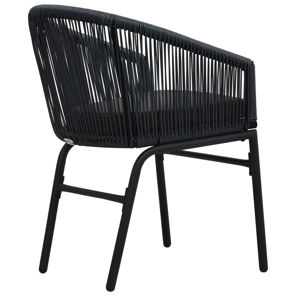 bistrosæt 3 dele med hynder PVC-rattan sort