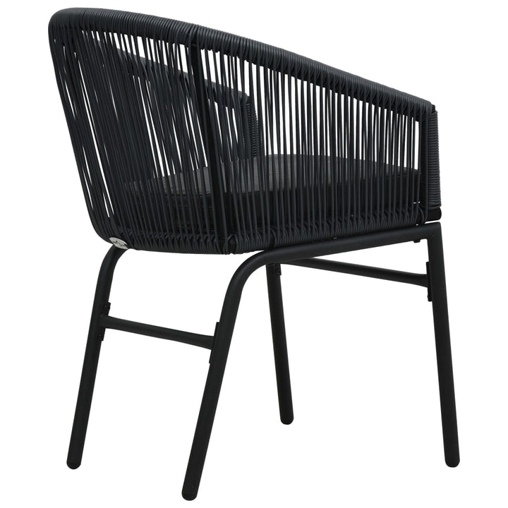bistrosæt 3 dele med hynder PVC-rattan sort