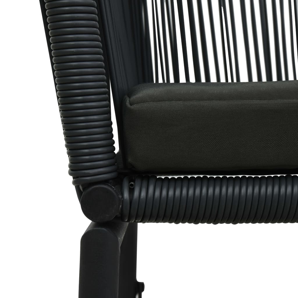 bistrosæt 3 dele med hynder PVC-rattan sort