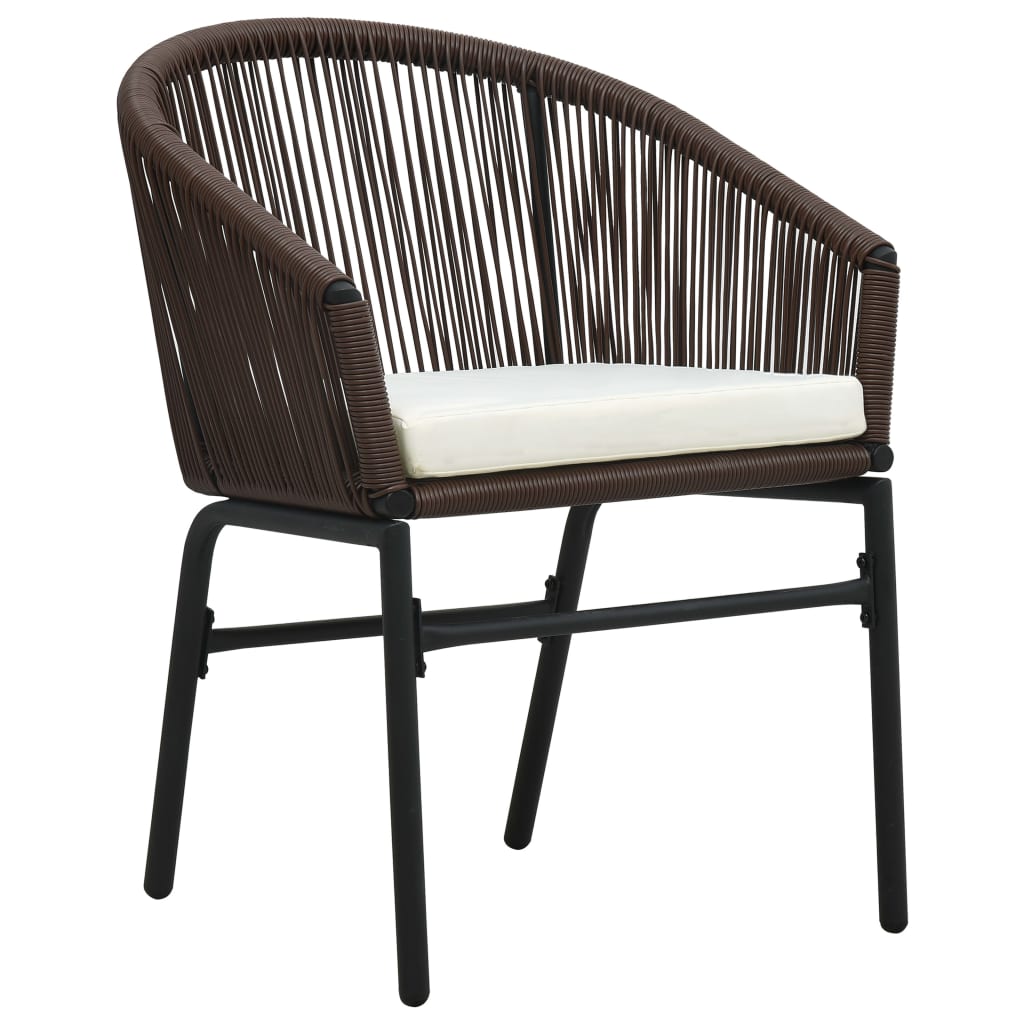 bistrosæt 3 dele med hynder PVC-rattan brun