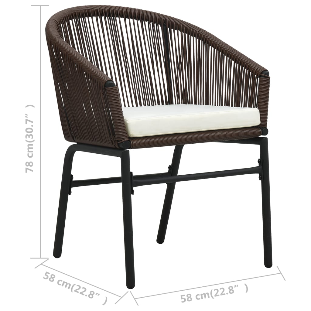 bistrosæt 3 dele med hynder PVC-rattan brun