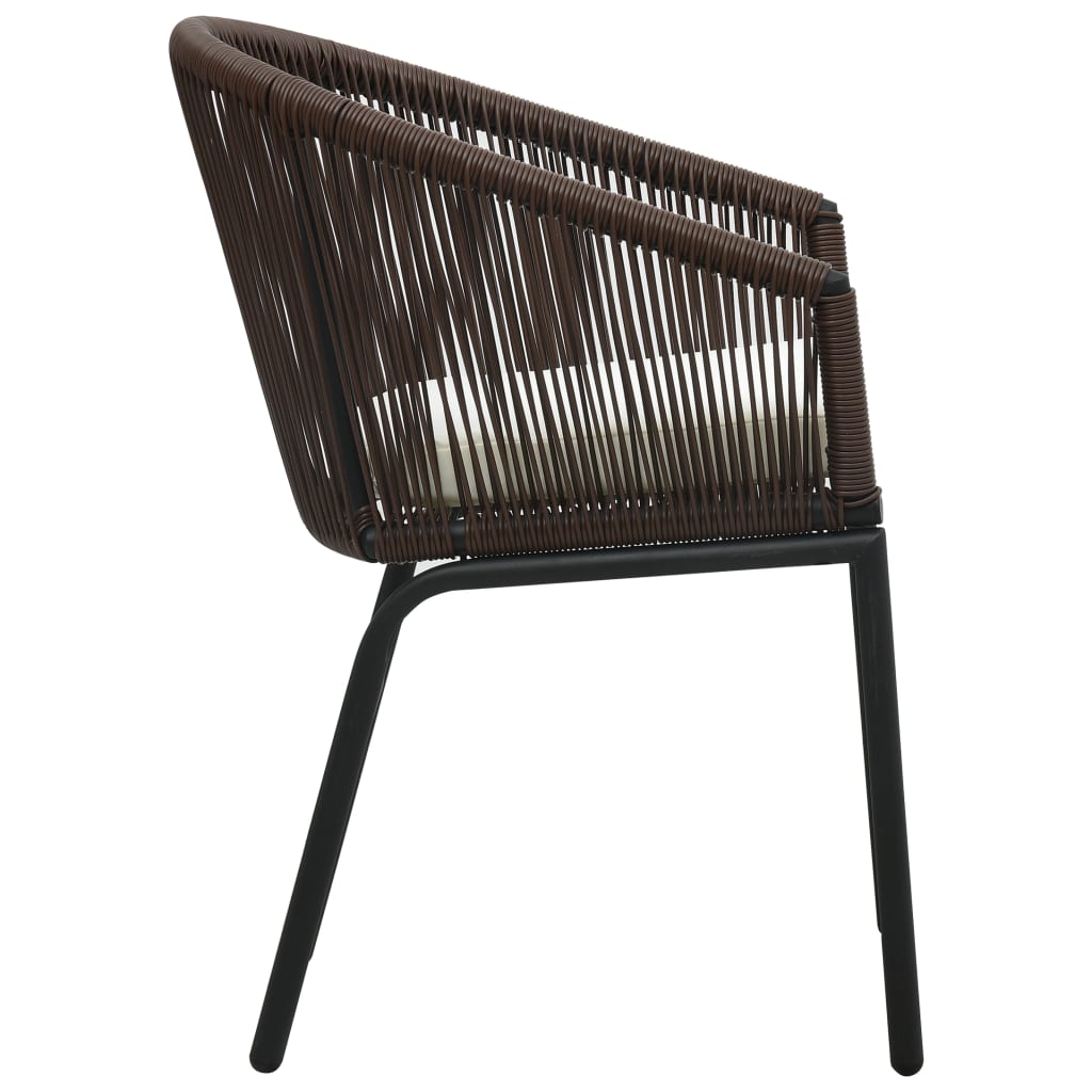 bistrosæt 3 dele med hynder PVC-rattan brun