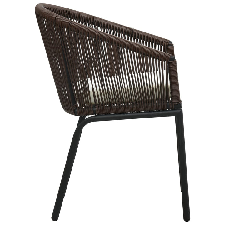 bistrosæt 3 dele med hynder PVC-rattan brun