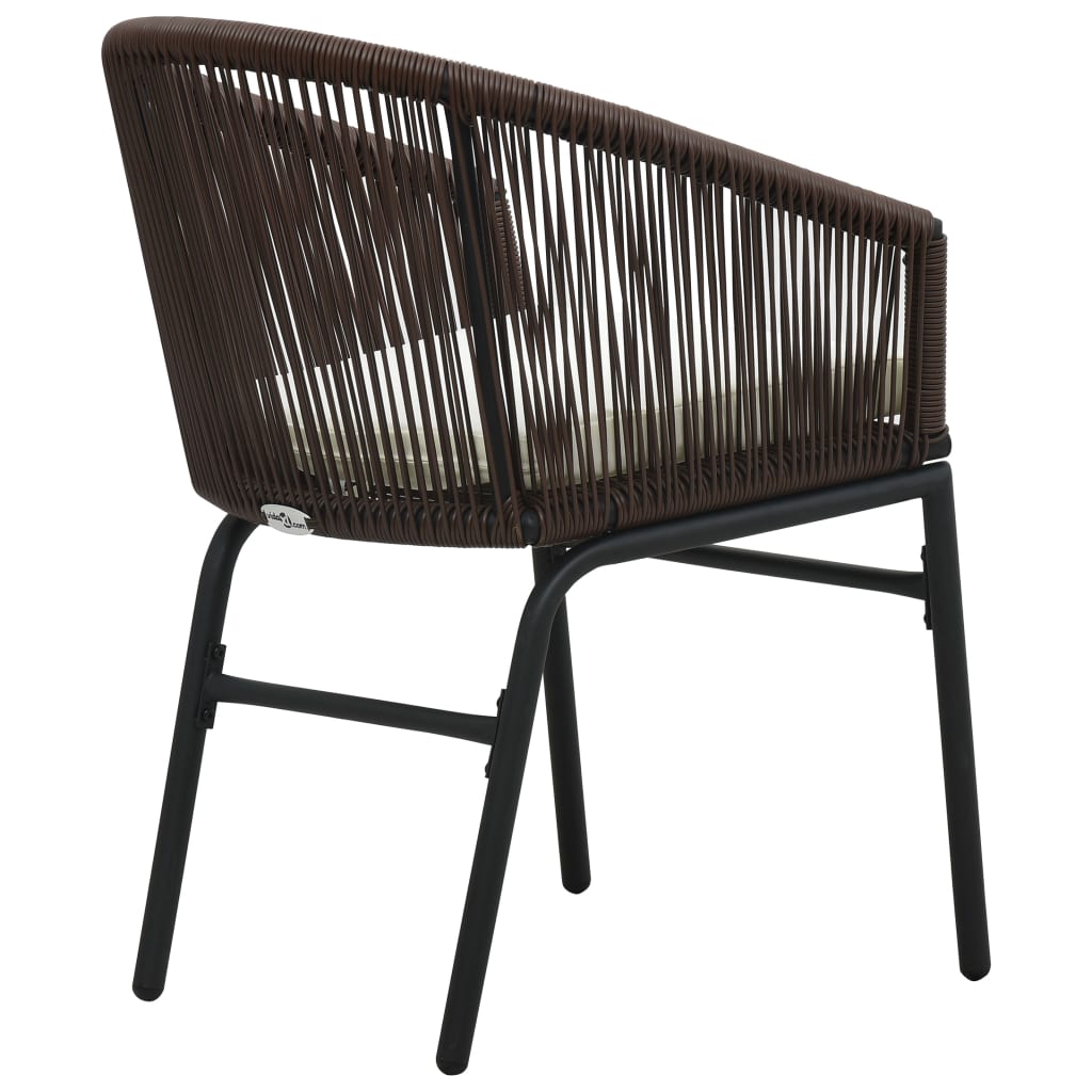 bistrosæt 3 dele med hynder PVC-rattan brun