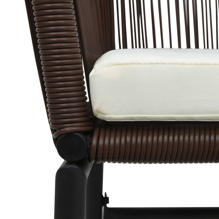 bistrosæt 3 dele med hynder PVC-rattan brun