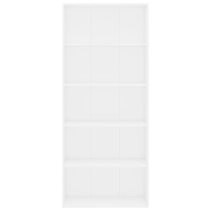 bogreol med 5 hylder 80x30x189 cm konstrueret træ hvid