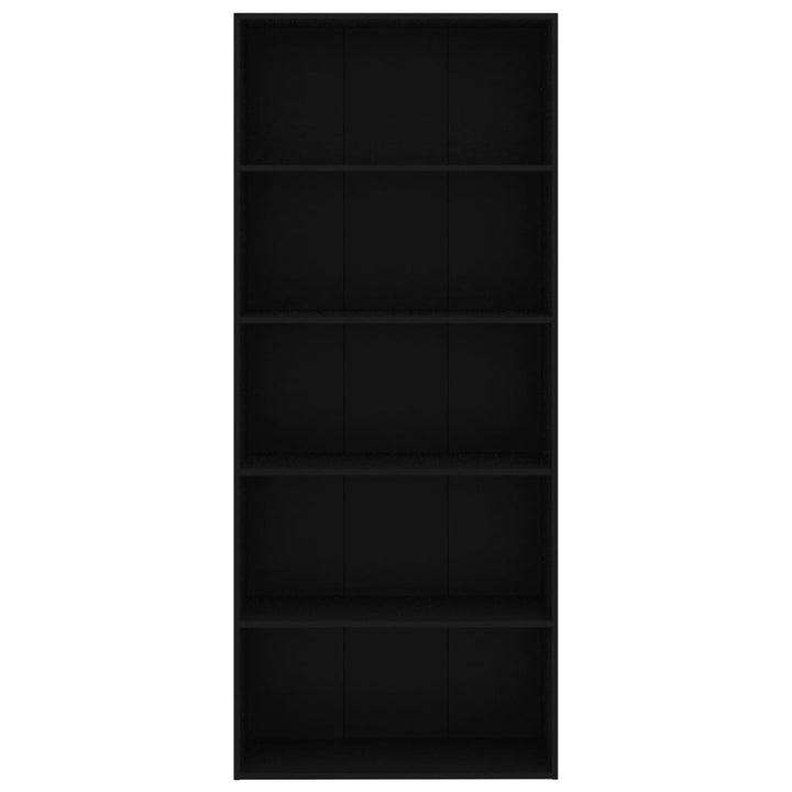 bogreol med 5 hylder 80x30x189 cm konstrueret træ sort