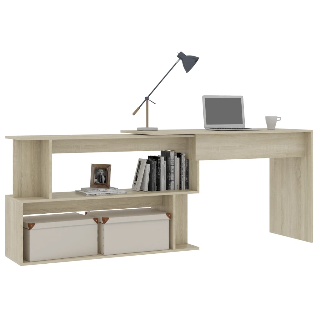 skrivebord 200x50x76 cm konstrueret træ sonoma-eg
