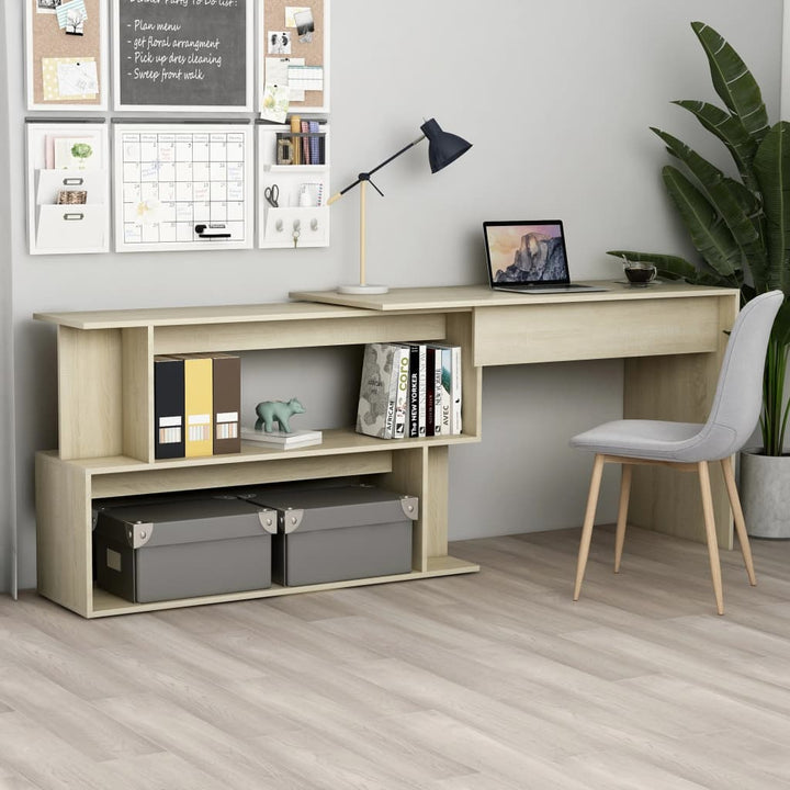 skrivebord 200x50x76 cm konstrueret træ sonoma-eg