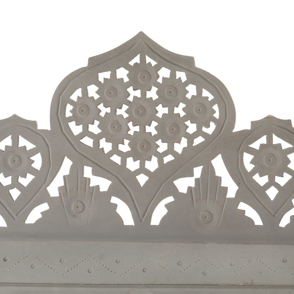 4-panels rumdeler håndskåret 160x165 cm massivt mangotræ grå