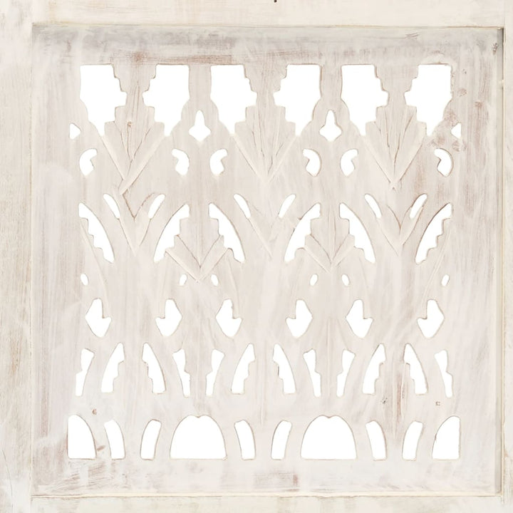 3-panels rumdeler håndskåret 120 x 165 cm massivt mangotræ hvid