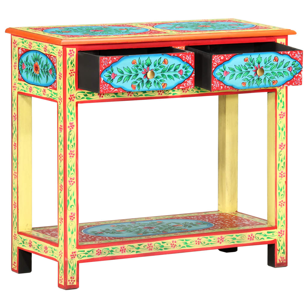 håndmalet konsolbord 80x35x75 cm massivt mangotræ