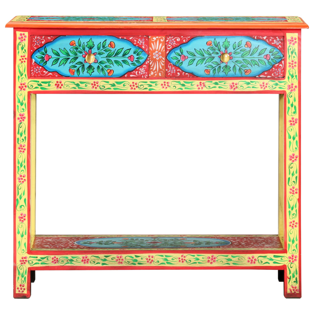 håndmalet konsolbord 80x35x75 cm massivt mangotræ