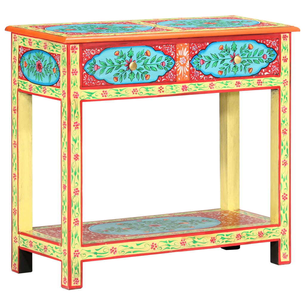 håndmalet konsolbord 80x35x75 cm massivt mangotræ