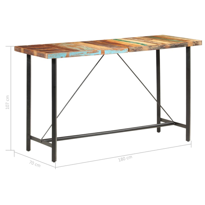 barbord 180x70x107 cm massivt genbrugstræ