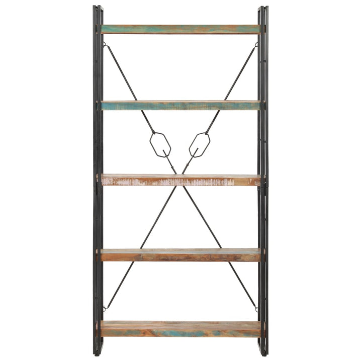 bogreol med 5 hylder 90x30x180 cm massivt genbrugstræ