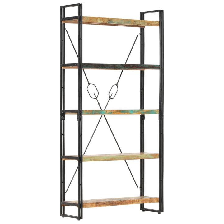 bogreol med 5 hylder 90x30x180 cm massivt genbrugstræ