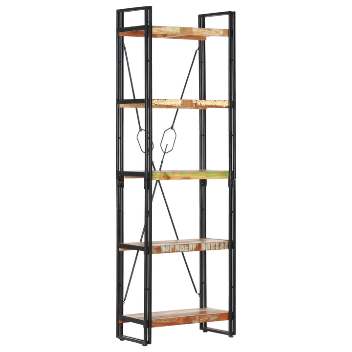 bogreol med 5 hylder 60x30x180 cm massivt genbrugstræ