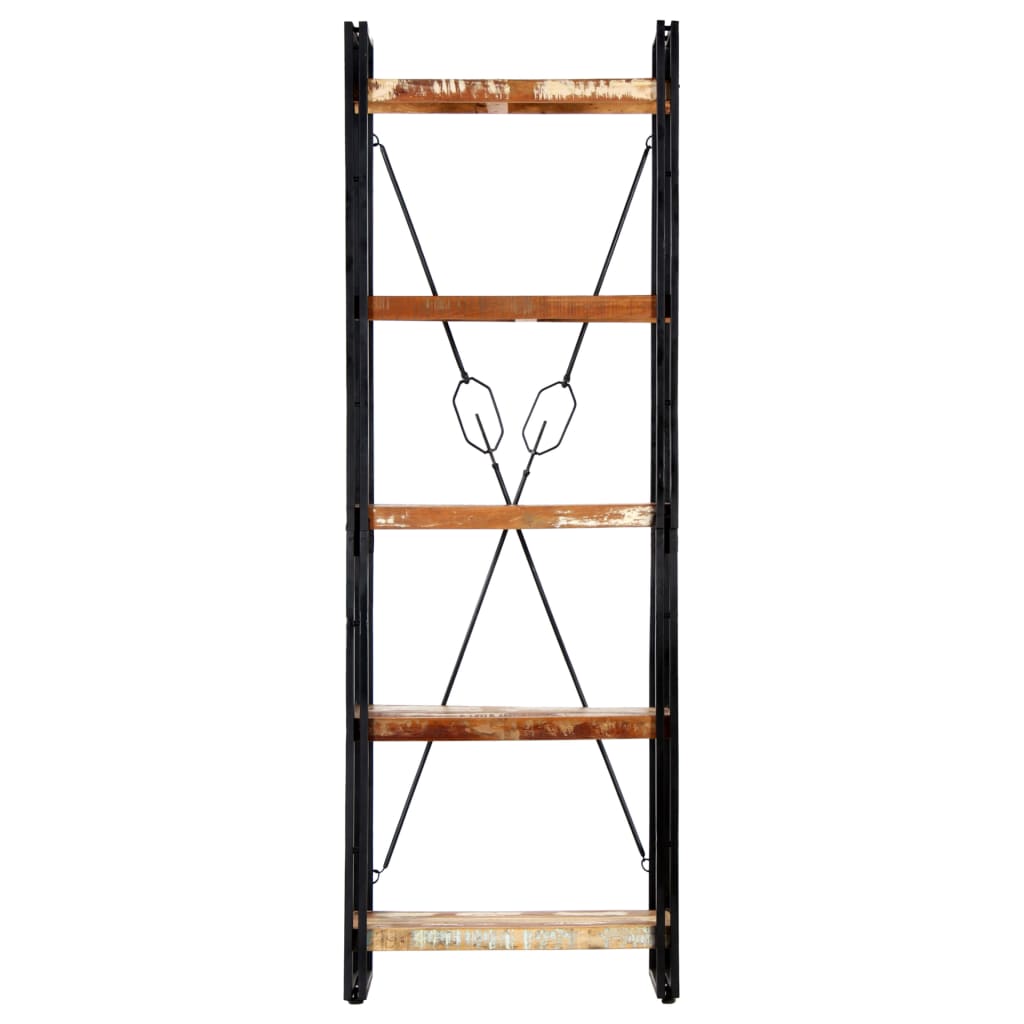 bogreol med 5 hylder 60x30x180 cm massivt genbrugstræ