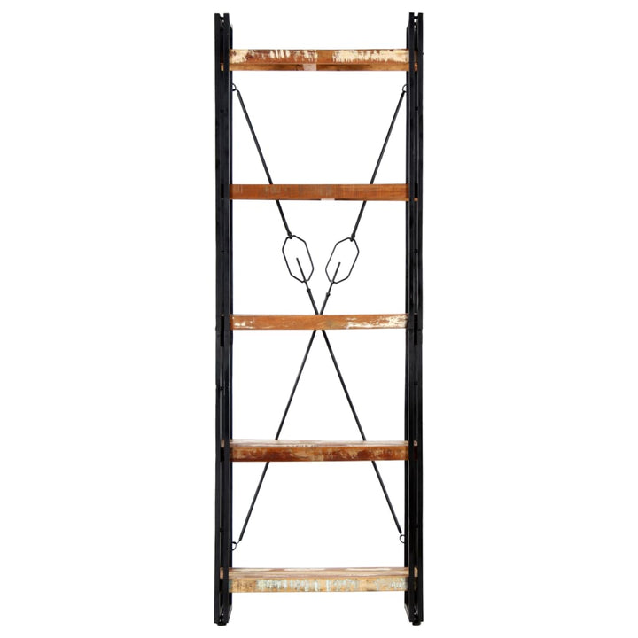 bogreol med 5 hylder 60x30x180 cm massivt genbrugstræ
