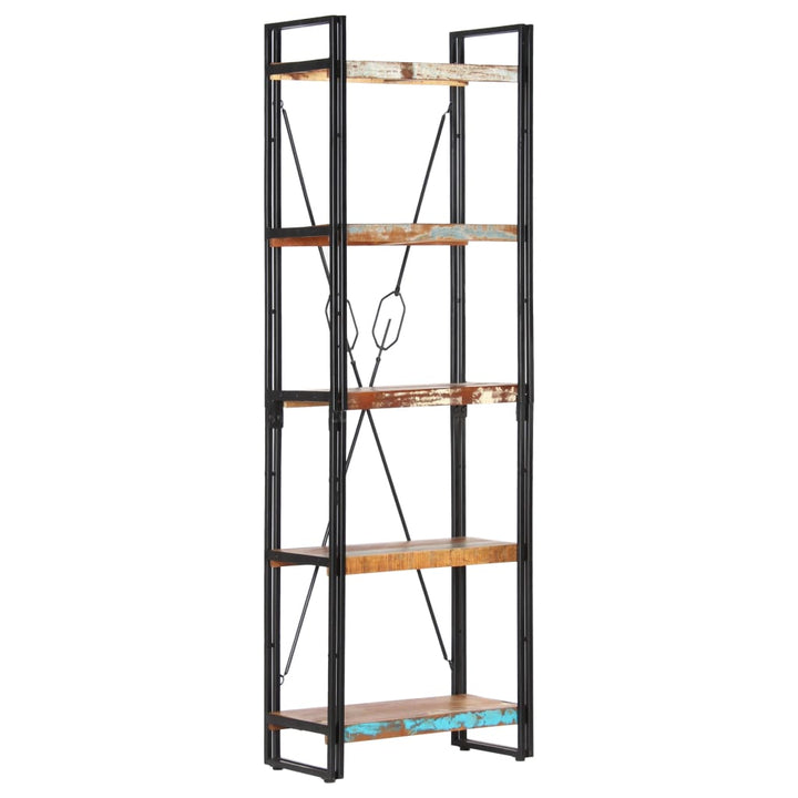 bogreol med 5 hylder 60x30x180 cm massivt genbrugstræ