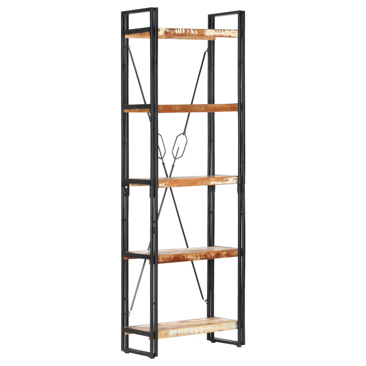bogreol med 5 hylder 60x30x180 cm massivt genbrugstræ