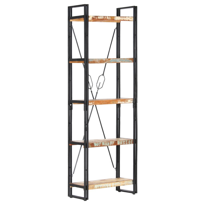 bogreol med 5 hylder 60x30x180 cm massivt genbrugstræ