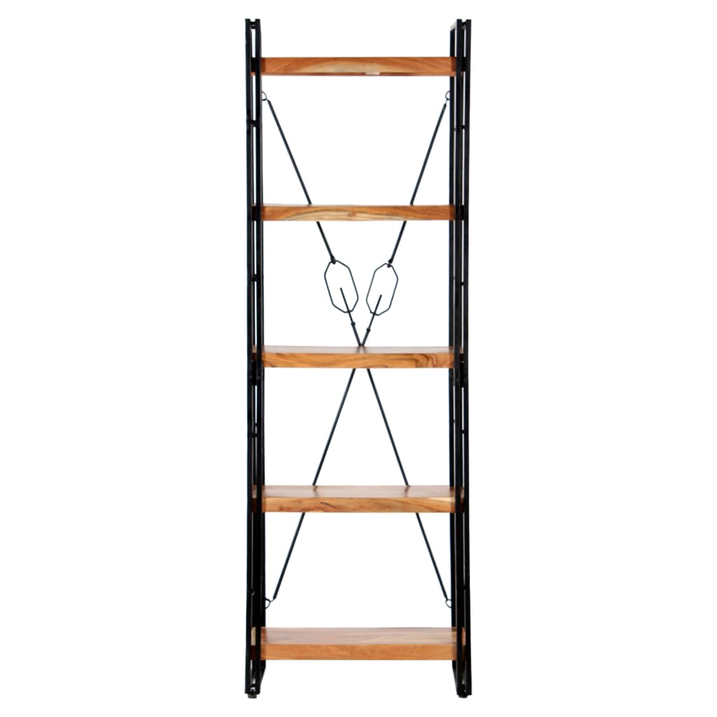 bogreol i 5 niveauer 60x30x180 cm massivt akacietræ