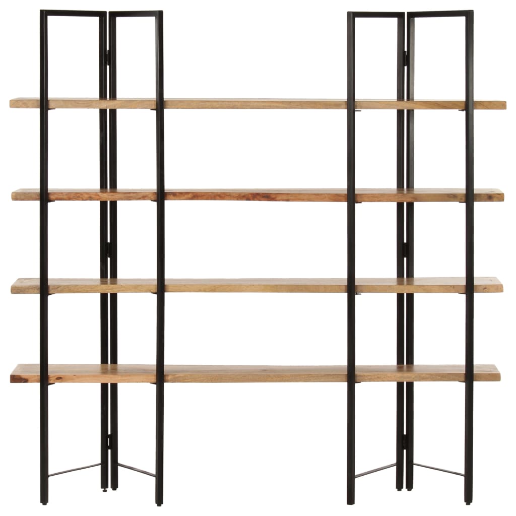 bogreol med 4 hylder 160x35x160 cm massivt mangotræ