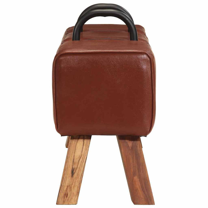 vintagebænk med håndtag ægte gedeskind