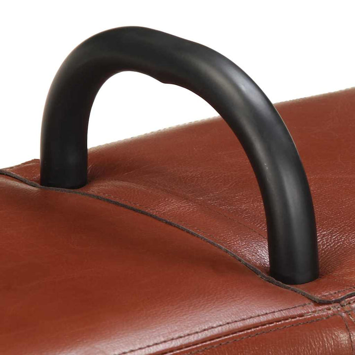 vintagebænk med håndtag ægte gedeskind