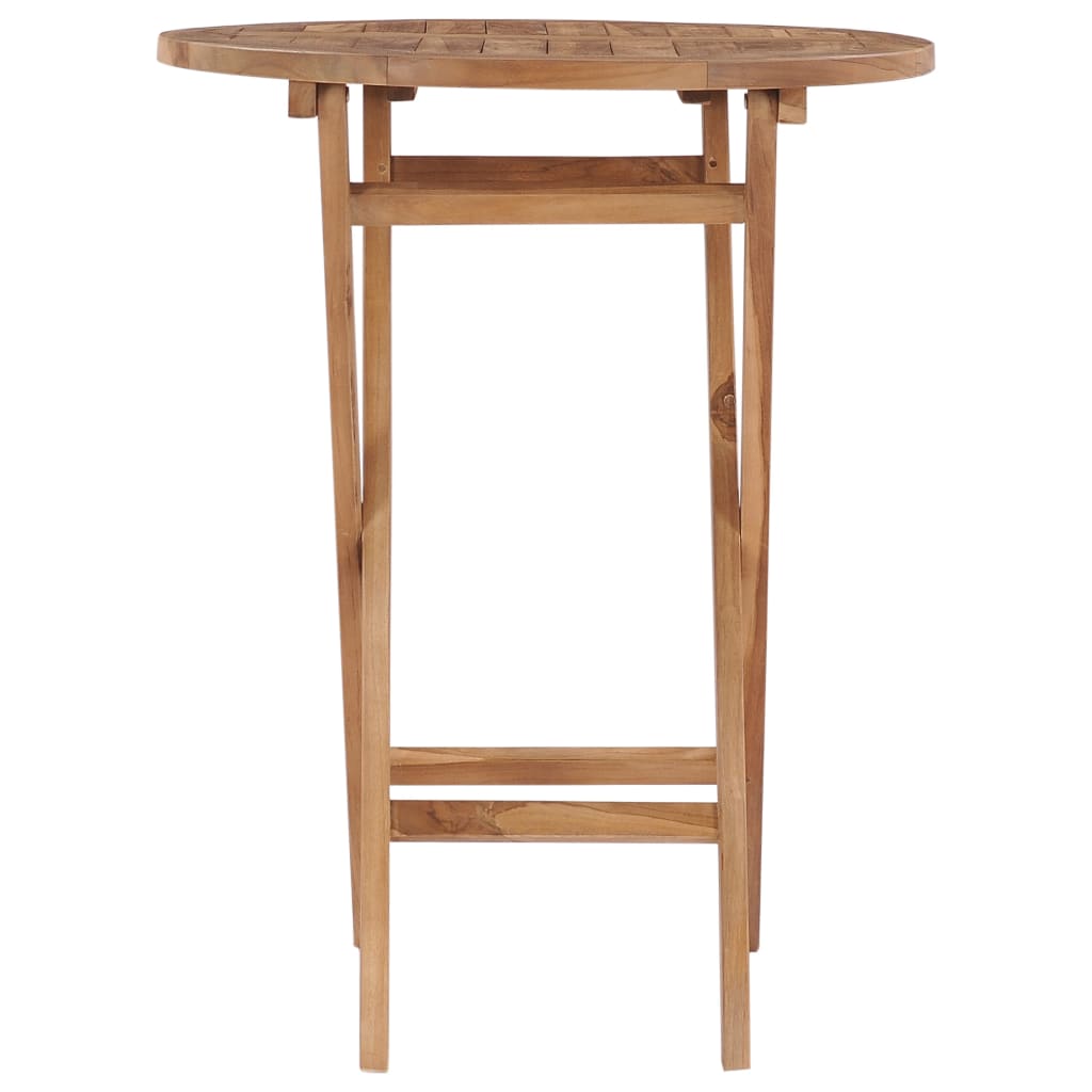 foldbart havebord Ø 60 cm massivt teaktræ