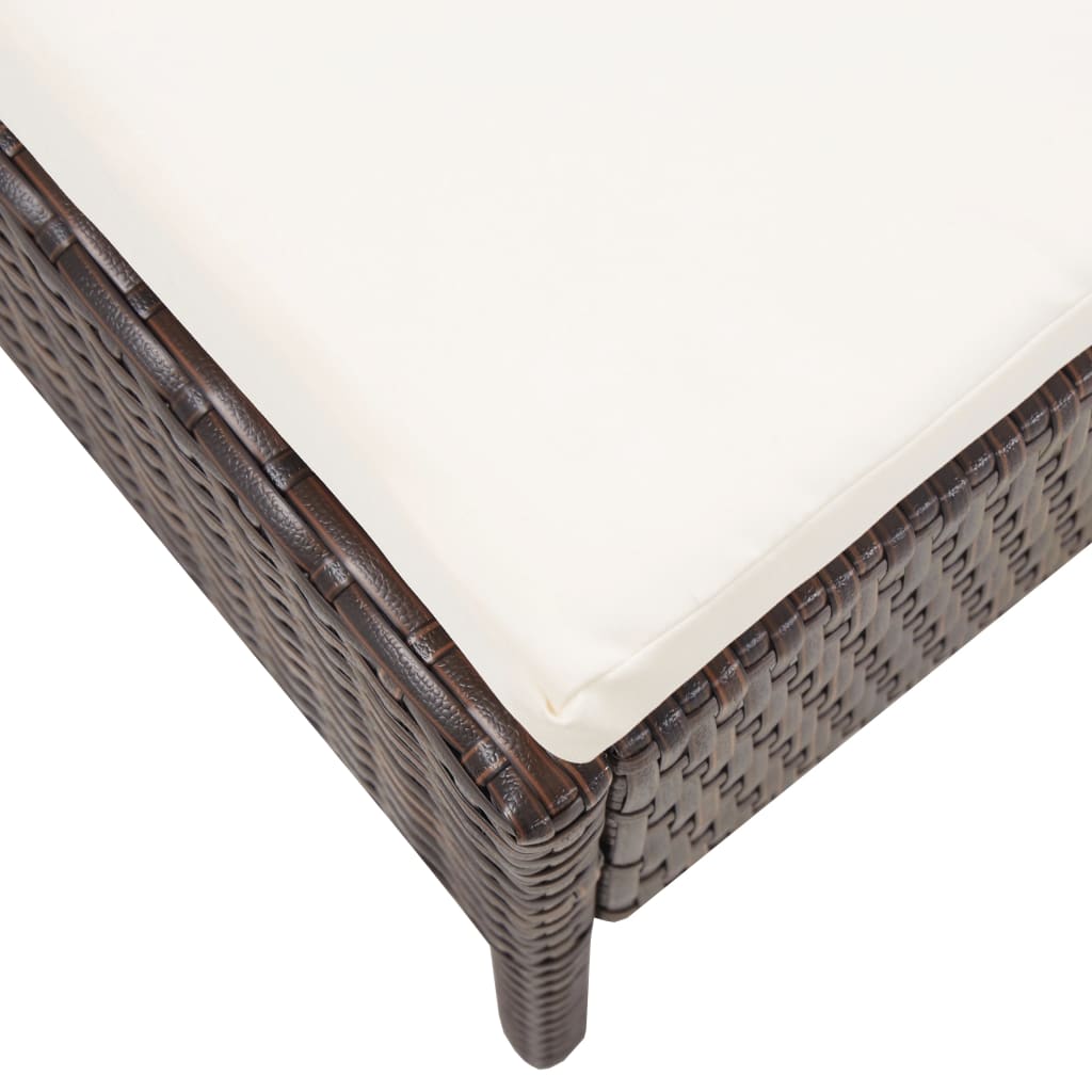 haveloungesæt 5 dele med hynder polyrattan brun