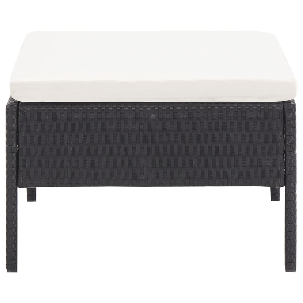 haveloungesæt 3 dele med hynder polyrattan sort