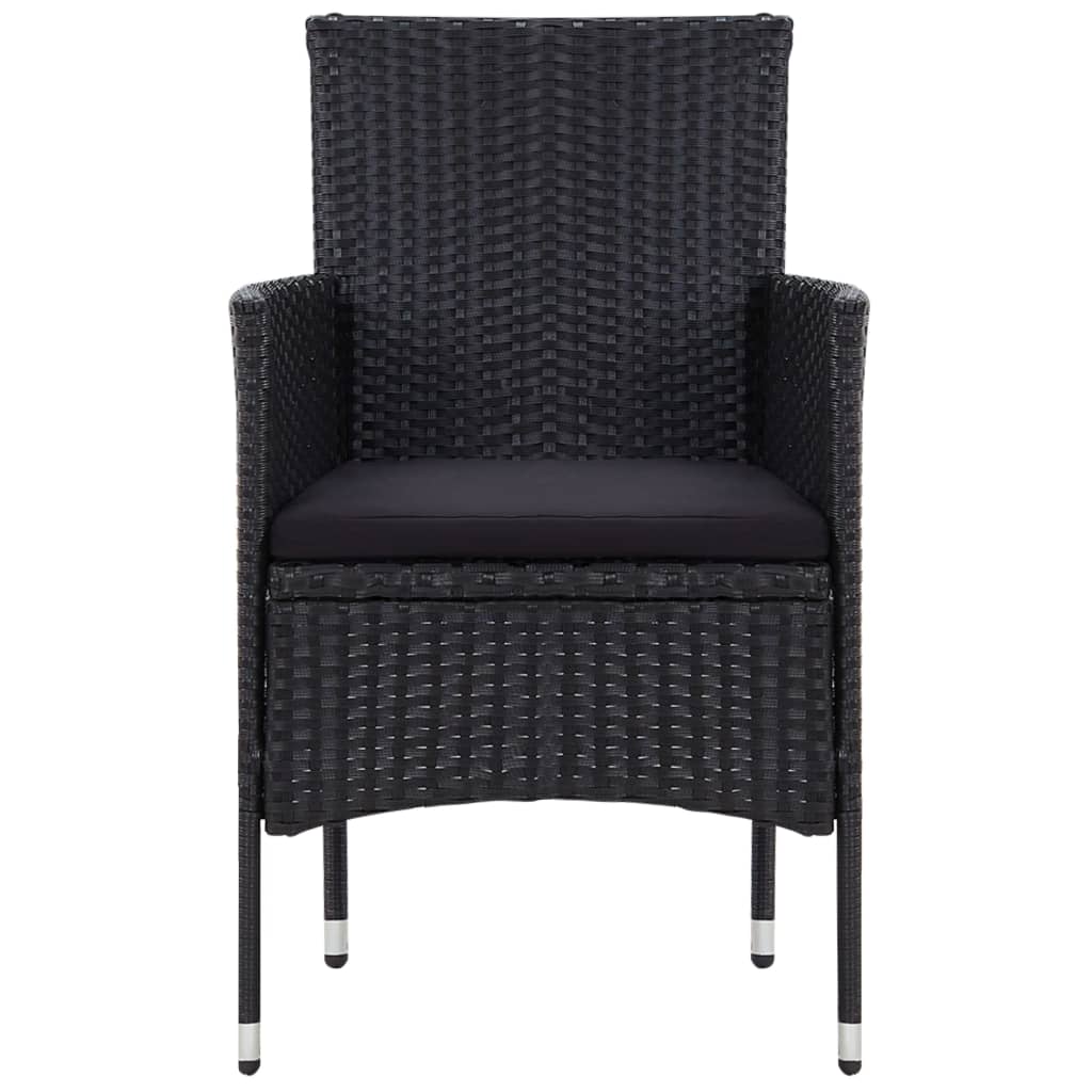 haveloungesæt 5 dele med hynder polyrattan sort