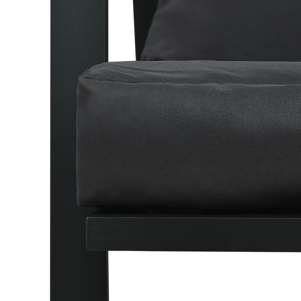 haveloungesæt 5 dele med hynder aluminium mørkegrå