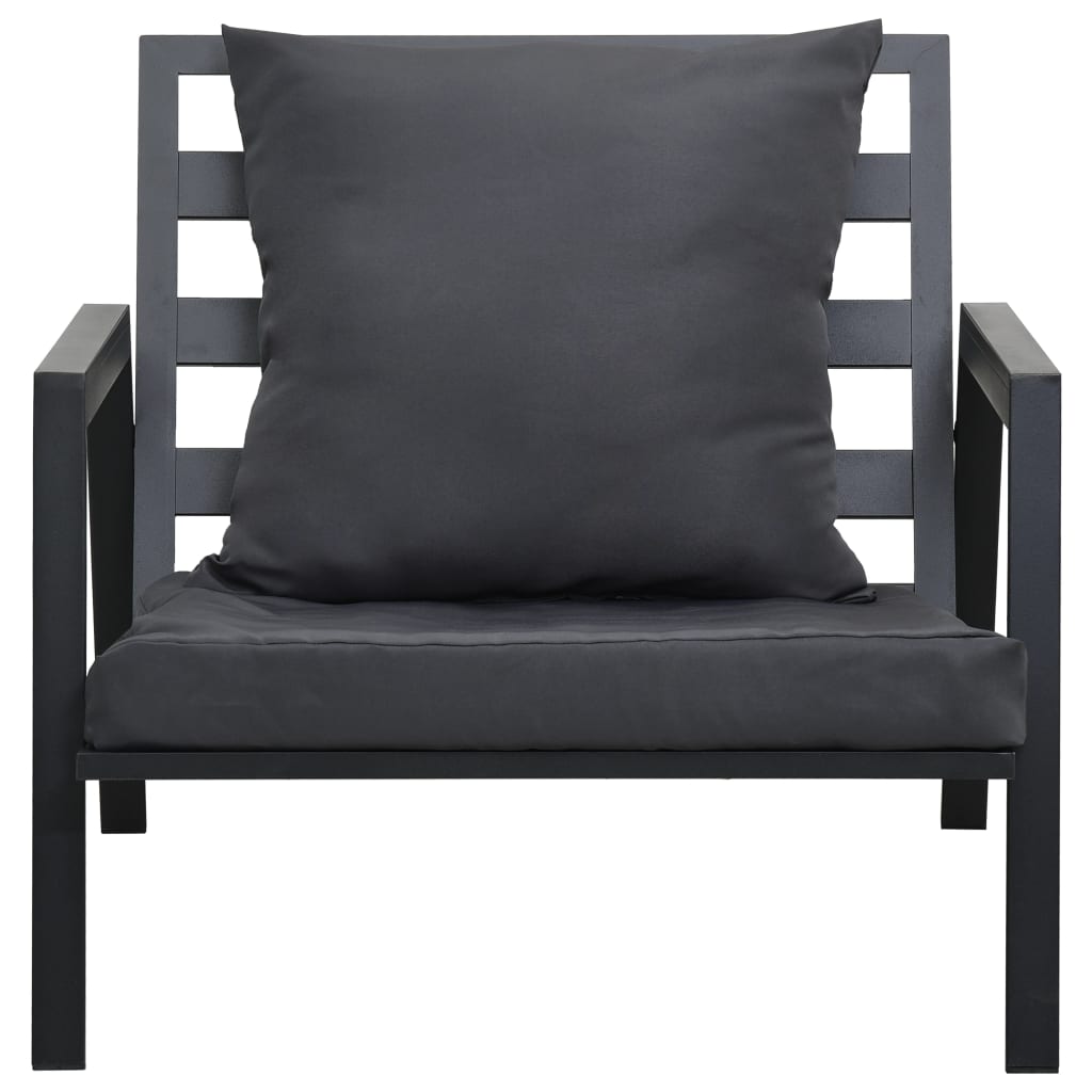 haveloungesæt 5 dele med hynder aluminium mørkegrå