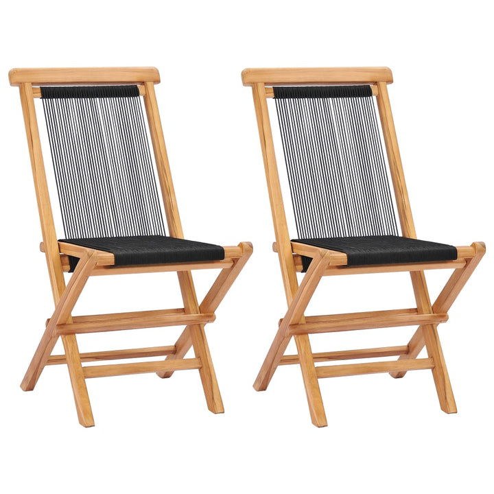 foldbare havestole 2 stk. massivt teaktræ og reb