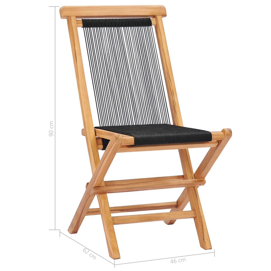 foldbare havestole 2 stk. massivt teaktræ og reb
