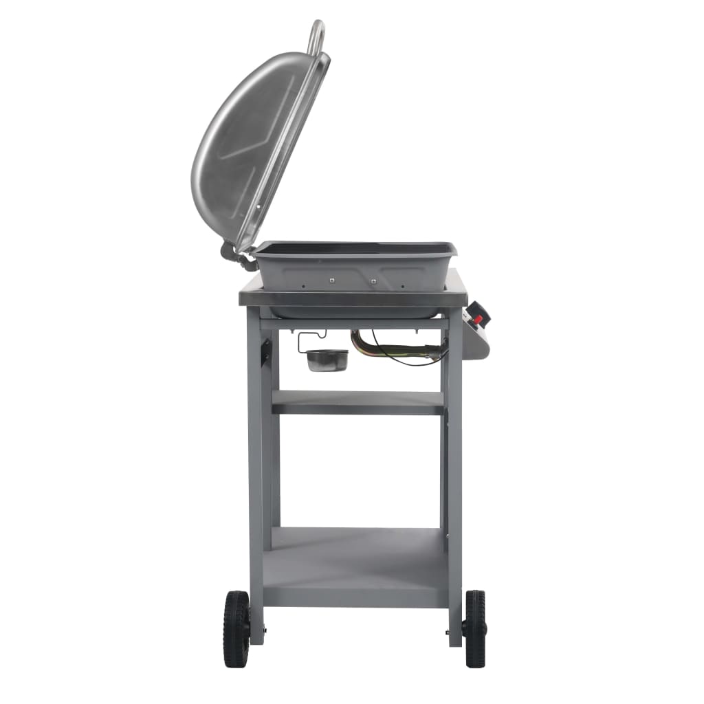 gasgrill med 3-lags sidebord sølvfarvet