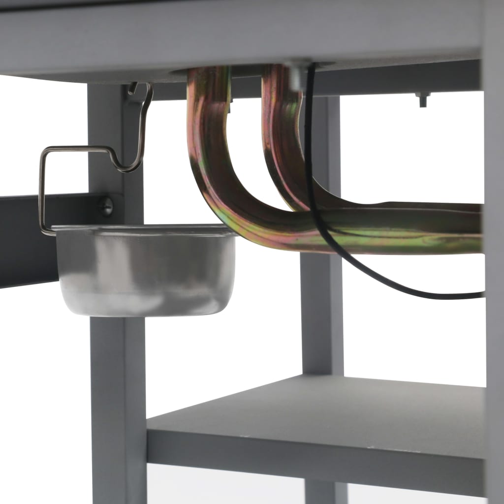 gasgrill med 3-lags sidebord sølvfarvet